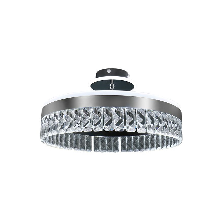 LED Stmievateľný krištáľový prisadený luster LED/75W/230V 3000-6500K matný chróm + diaľkové ovládanie