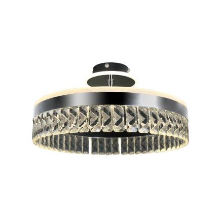 LED Stmievateľný krištáľový prisadený luster LED/75W/230V 3000-6500K matný chróm + diaľkové ovládanie