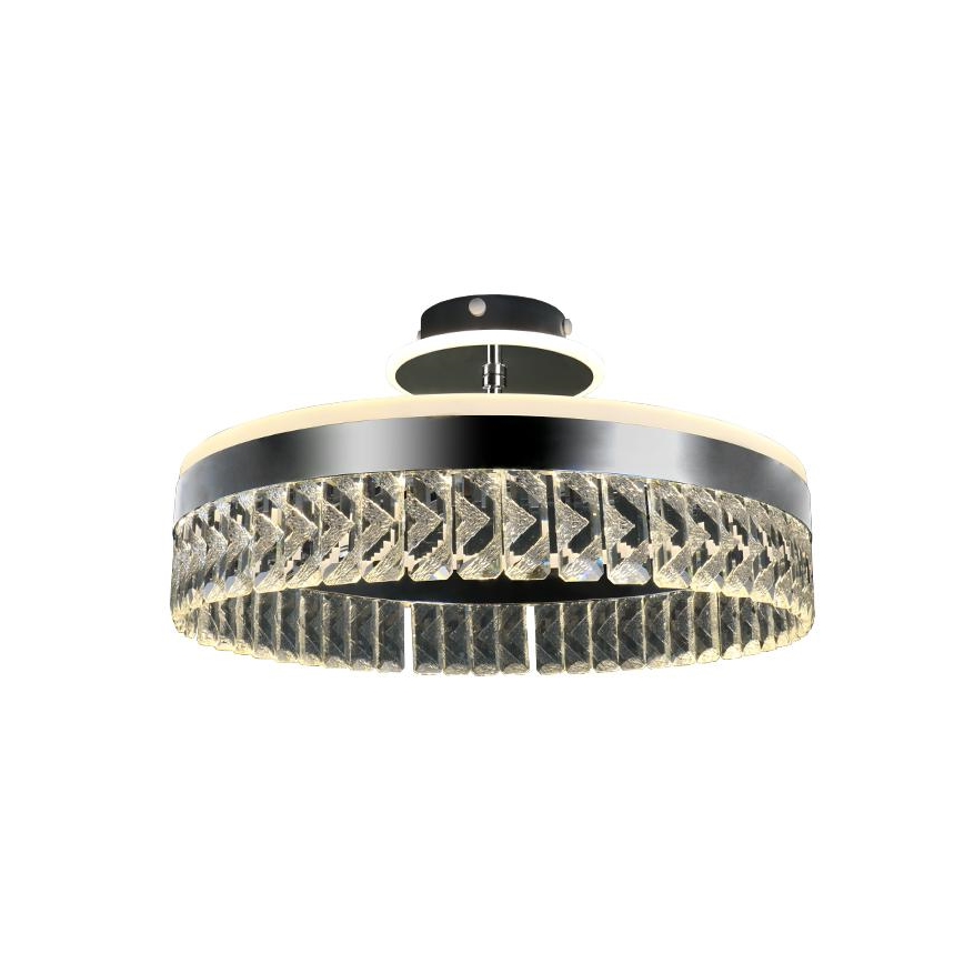 LED Stmievateľný krištáľový prisadený luster LED/75W/230V 3000-6500K matný chróm + diaľkové ovládanie