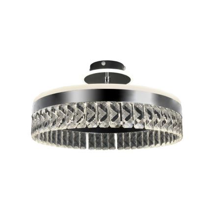 LED Stmievateľný krištáľový prisadený luster LED/75W/230V 3000-6500K matný chróm + diaľkové ovládanie