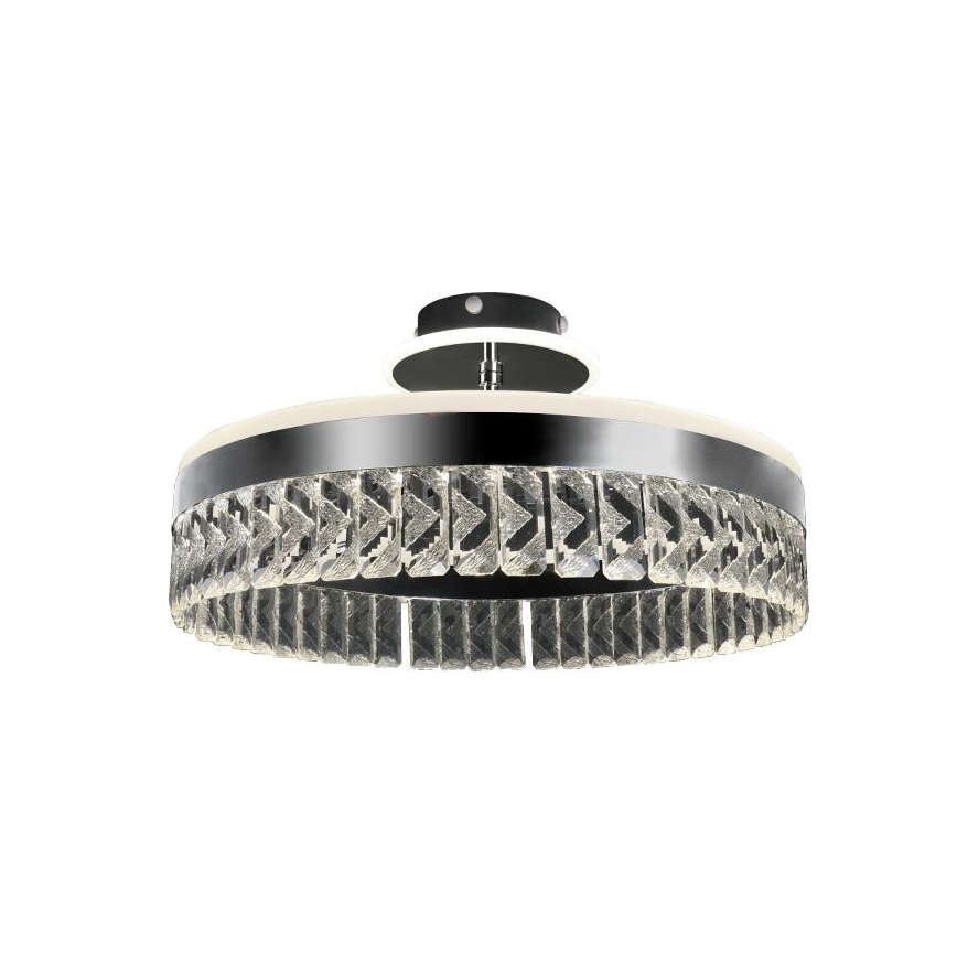 LED Stmievateľný krištáľový prisadený luster LED/75W/230V 3000-6500K matný chróm + diaľkové ovládanie