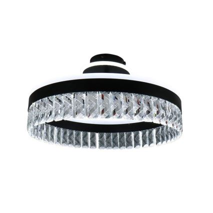 LED Stmievateľný krištáľový prisadený luster LED/75W/230V 3000-6500K čierna + diaľkové ovládanie
