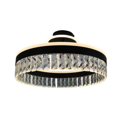 LED Stmievateľný krištáľový prisadený luster LED/75W/230V 3000-6500K čierna + diaľkové ovládanie