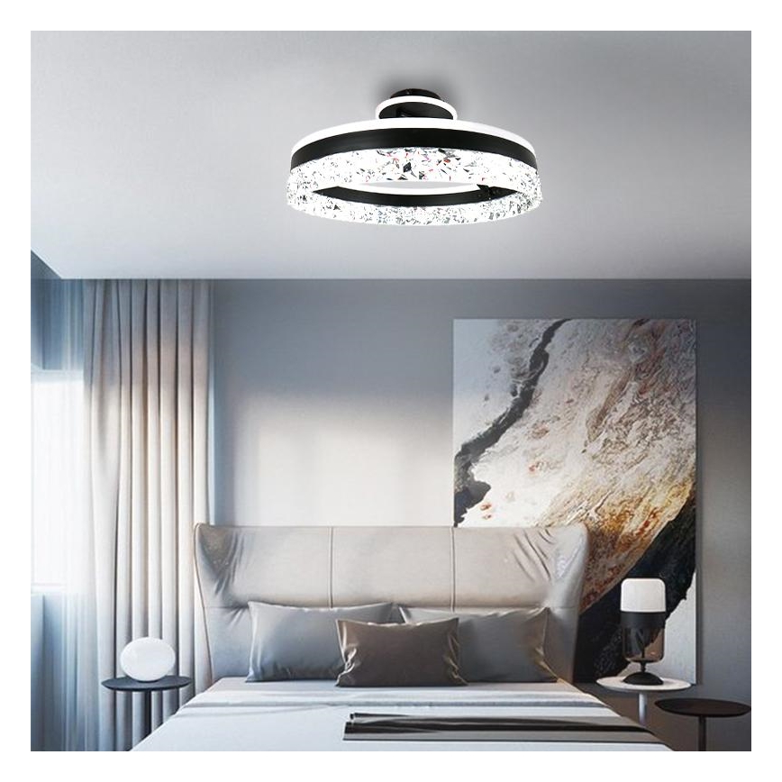 LED Stmievateľný prisadený luster LED/86W/230V 3000-6500K čierna + diaľkové ovládanie