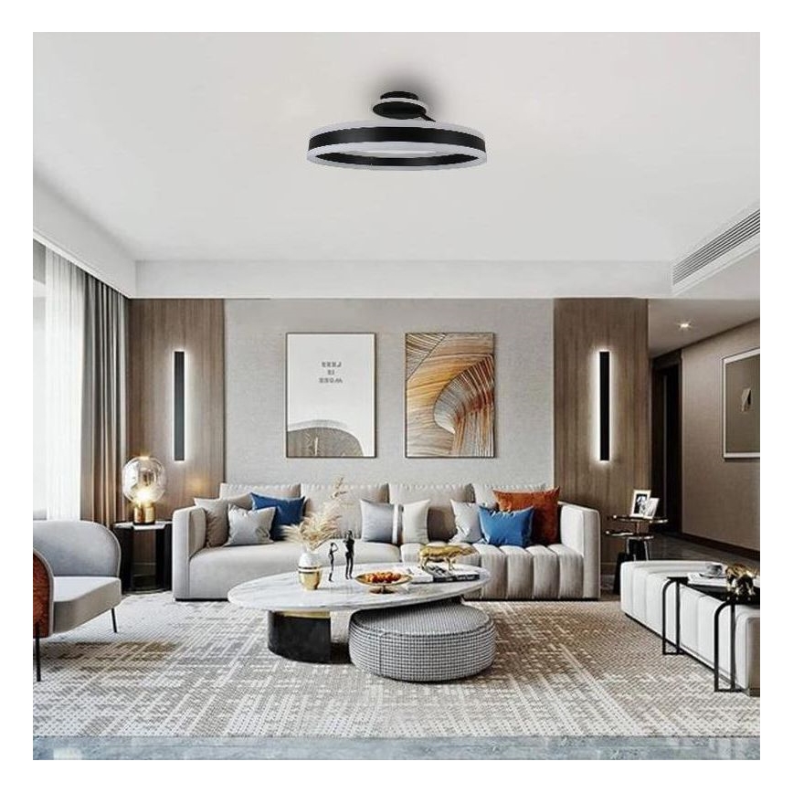 LED Stmievateľný prisadený luster LED/86W/230V 3000-6500K čierna + diaľkové ovládanie