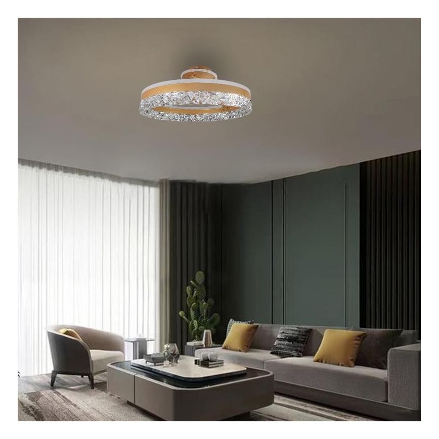 LED Stmievateľný prisadený luster LED/86W/230V 3000-6500K zlatá + diaľkové ovládanie