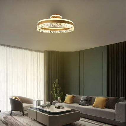 LED Stmievateľný prisadený luster LED/86W/230V 3000-6500K zlatá + diaľkové ovládanie