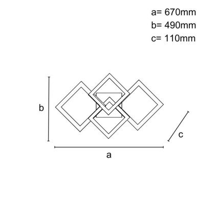 LED Stmievateľný prisadený luster LED/95W/230V 3000-6500K + diaľkové ovládanie
