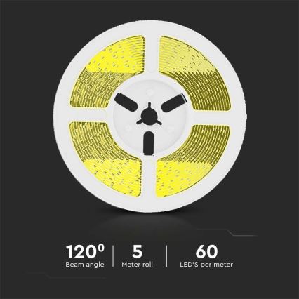 LED Stmievateľný solárny pásik LED/1,2W/3,7V 4000K IP67 5m + diaľkové ovládanie