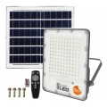 LED stmievateľný solárny reflektor 150 W, 3,2 V, 5000 K, 15000 mAh, IP65, čierny + diaľkové ovládanie