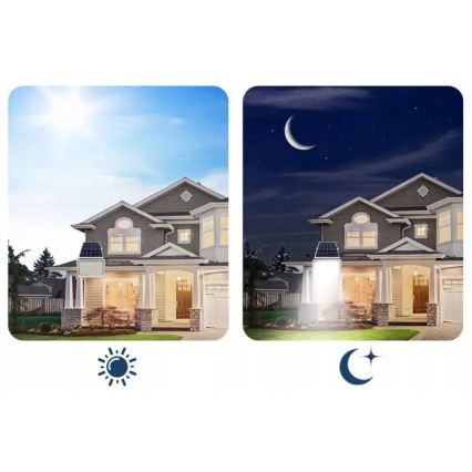 LED stmievateľný solárny reflektor LED/100W/3,2V 5000K 10500 mAh IP65 čierna + diaľkové ovládanie