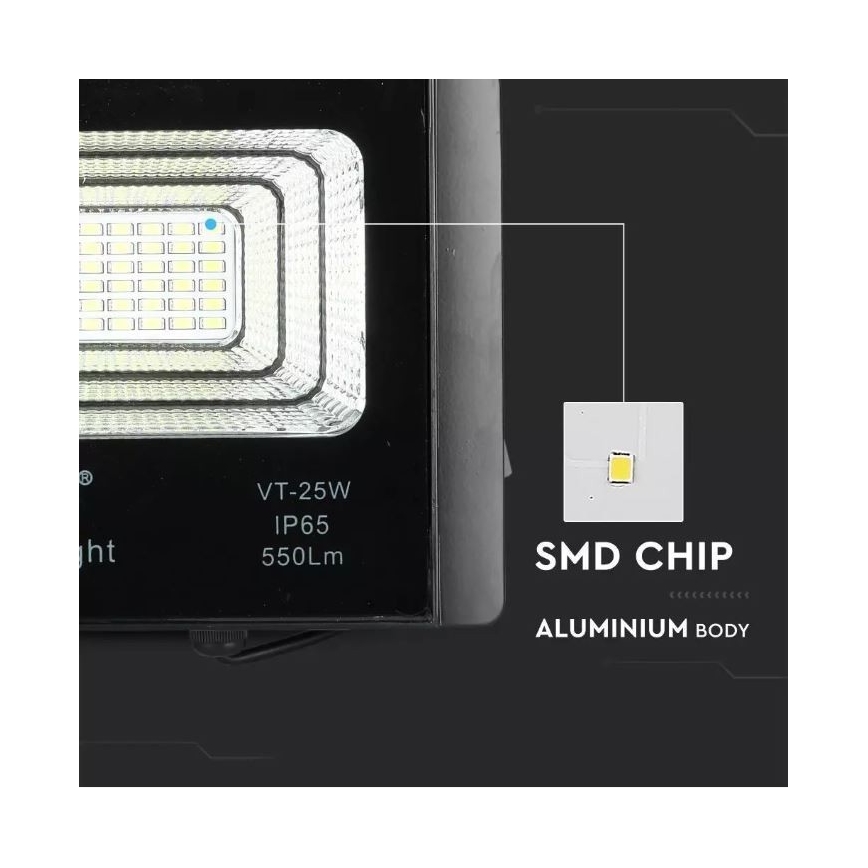 LED Stmievateľný solárny reflektor LED/12W/3,2V 6000K IP65 5000 mAh + diaľkové ovládanie