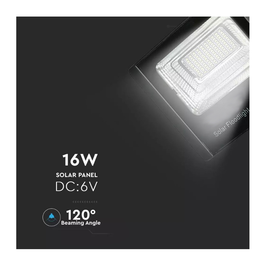 LED Stmievateľný solárny reflektor LED/16W/3,2V 4000K IP65 10000 mAh + diaľkové ovládanie