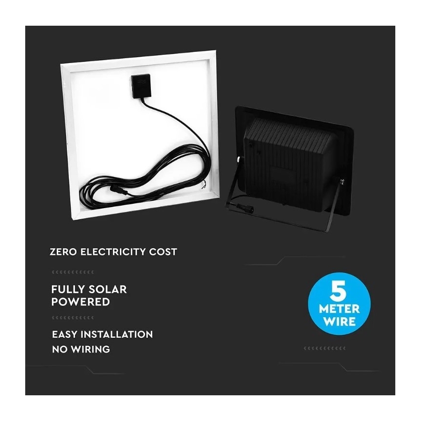 LED Stmievateľný solárny reflektor LED/20W/6,4V 4000K IP65 10000 mAh + diaľkové ovládanie