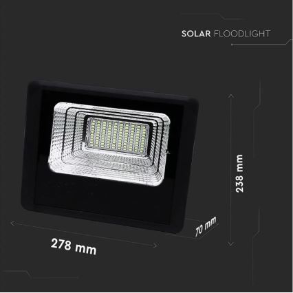 LED Stmievateľný solárny reflektor LED/20W/6,4V 4000K IP65 10000 mAh + diaľkové ovládanie