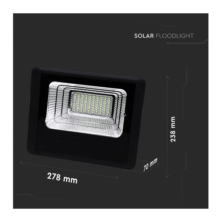 LED Stmievateľný solárny reflektor LED/20W/6,4V 4000K IP65 10000 mAh + diaľkové ovládanie