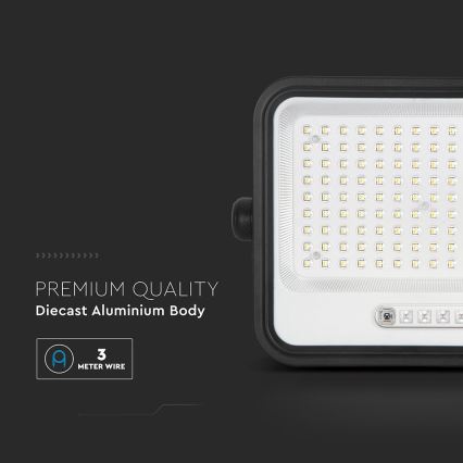 LED stmievateľný solárny reflektor LED/300W/3,2V 2000-8000K IP65 15000 mAh čierna + diaľkové ovládanie