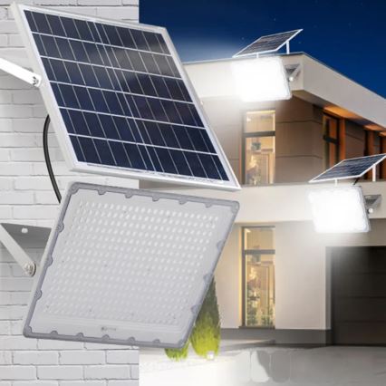 Stmievateľný solárny LED reflektor 50W/3,2V 5000K 6000 mAh IP65 čierny + diaľkové ovládanie