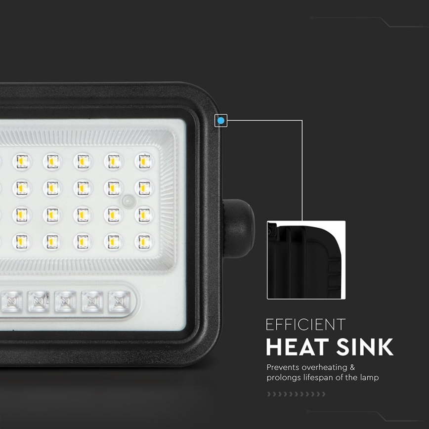 Stmievateľný solárny LED reflektor LED/50W/3,2V 2000-8000K IP65 3800 mAh čierny + diaľkové ovládanie