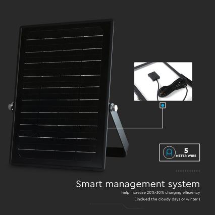 LED Stmievateľný solárny reflektor so senzorom LED/10W/3,7V 4000/6000K IP65 + diaľkové ovládanie
