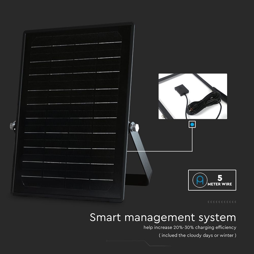 LED Stmievateľný solárny reflektor so senzorom LED/10W/3,7V 4000/6000K IP65 + diaľkové ovládanie