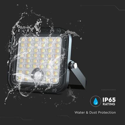 LED Stmievateľný solárny reflektor so senzorom LED/10W/3,7V 4000/6000K IP65 + diaľkové ovládanie