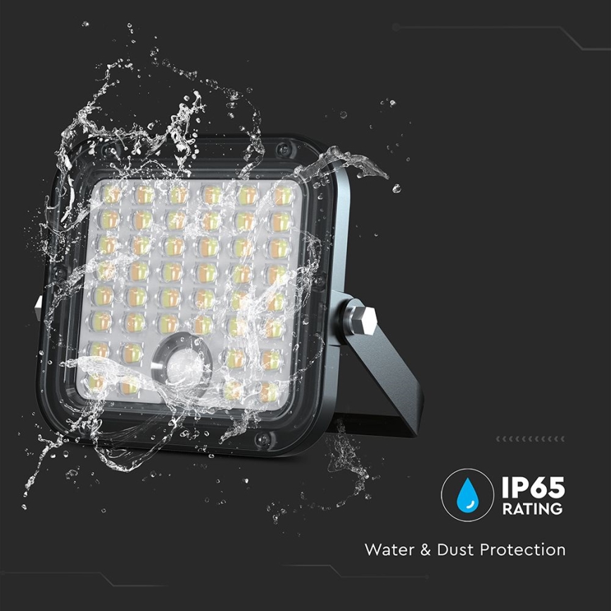 LED Stmievateľný solárny reflektor so senzorom LED/10W/3,7V 4000/6000K IP65 + diaľkové ovládanie