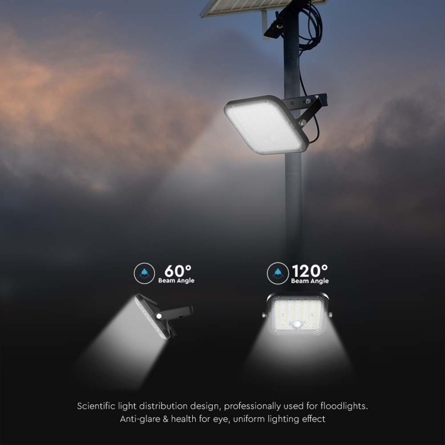 LED Stmievateľný solárny reflektor so senzorom LED/10W/3,7V 4000/6000K IP65 + diaľkové ovládanie