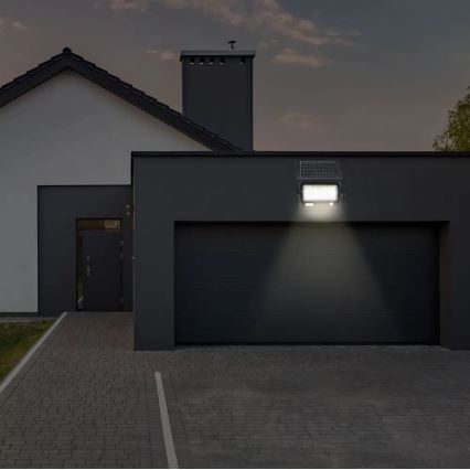 LED Stmievateľný solárny reflektor so senzorom LED/10W/3,7V 4000K IP65 7200 mAh + USB port