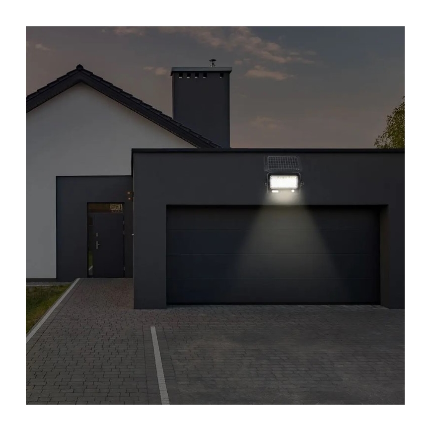LED Stmievateľný solárny reflektor so senzorom LED/10W/3,7V 4000K IP65 7200 mAh + USB port