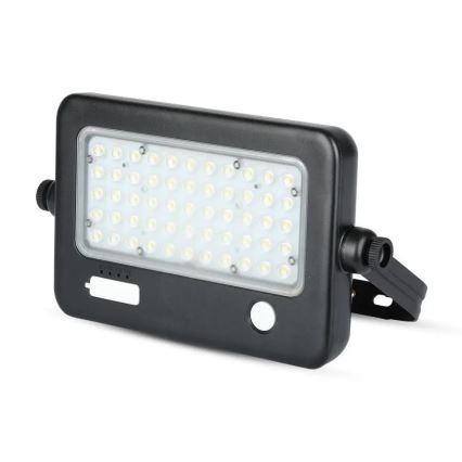 LED Stmievateľný solárny reflektor so senzorom LED/10W/3,7V 4000K IP65 7200 mAh + USB port