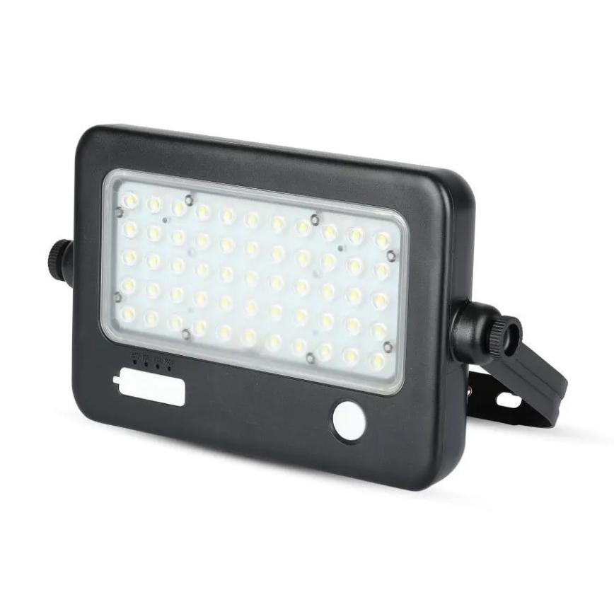 LED Stmievateľný solárny reflektor so senzorom LED/10W/3,7V 4000K IP65 7200 mAh + USB port