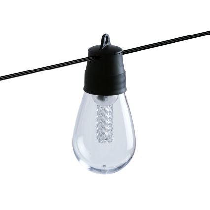LED stmievateľná solárna reťaz 25xLED/1,5W/3,7/5V 2700-10000K 2200 mAh 15 m IP65 čierna + diaľkové ovládanie