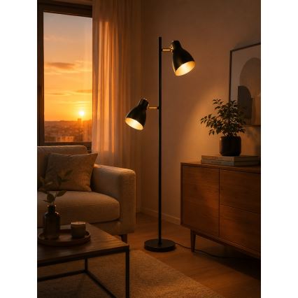 LED stojacia lampa 1xE27/7W/230V 2700K čierna