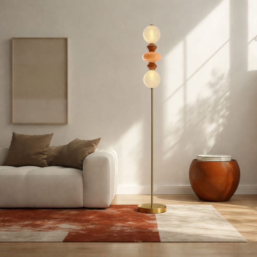 LED Stojacia lampa FLORES LED/15W/230V zlatá/oranžová/hnedá