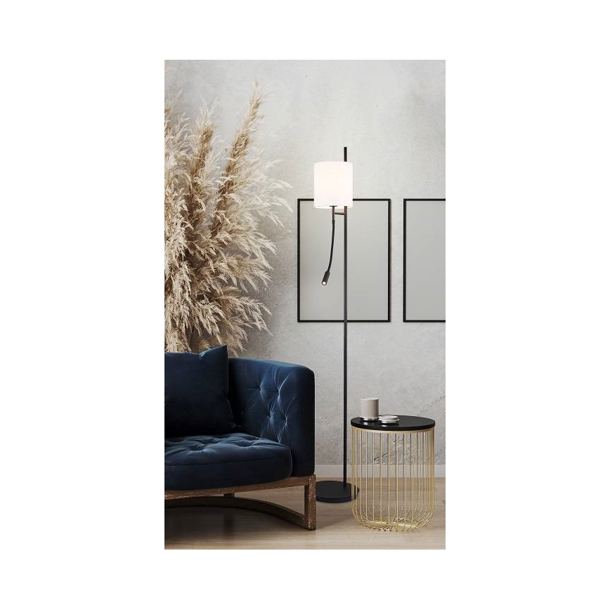 LED Stojacia lampa TOKYO 1xE27/40W/230V + LED/3W čierna/biela