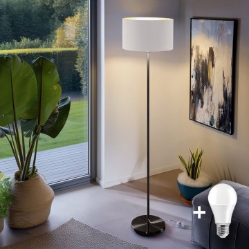 LED stojacia lampa TUNJA 1xE27/20W/230V pr. 38 cm čierna/biela