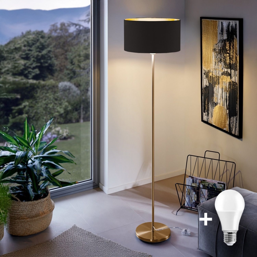 LED stojacia lampa TUNJA 1xE27/20W/230V pr. 38 cm zlatá/čierna