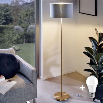LED stojacia lampa TUNJA 1xE27/20W/230V pr. 38 cm zlatá/sivá