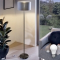 LED stojacia lampa TUNJA 1xE27/20W/230V priemer 30 cm čierna/šedá