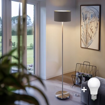 LED stojacia lampa TUNJA 1xE27/20W/230V priemer 30 cm matný chróm/taupe