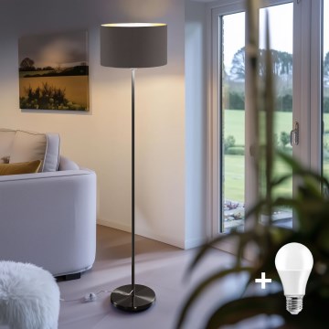 LED stojacia lampa TUNJA 1xE27/20W/230V priemer 38 cm čierna/hnedá