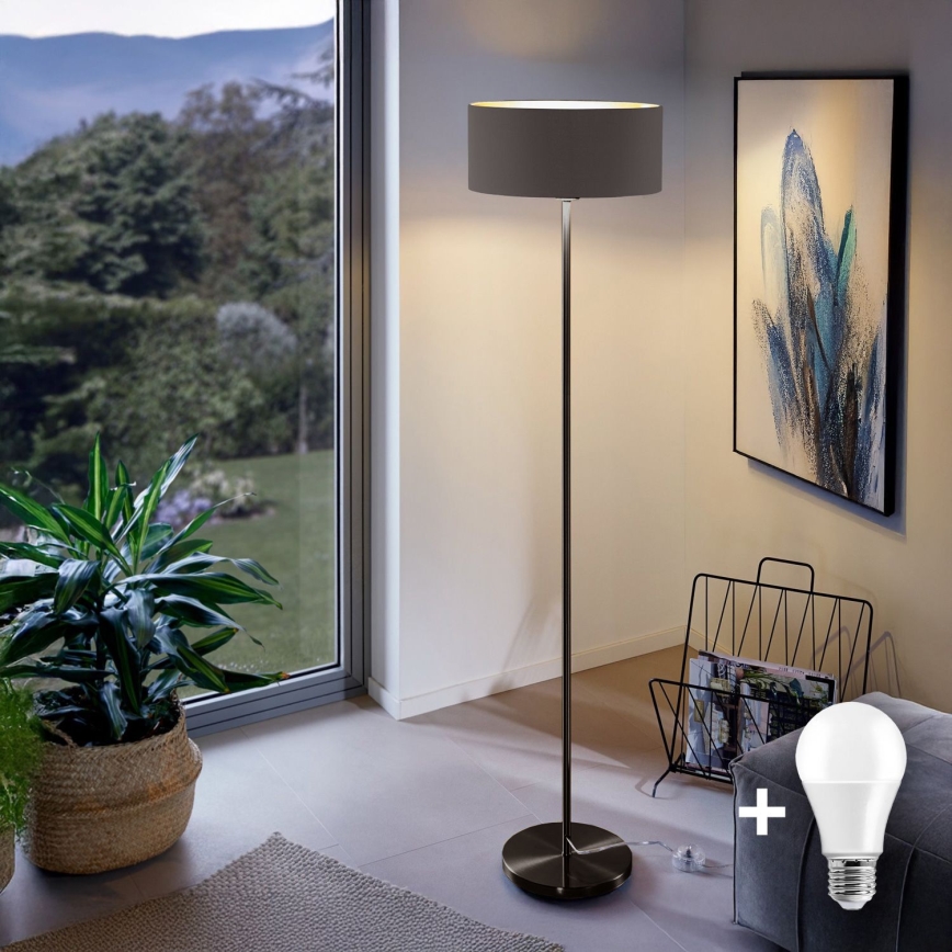 LED stojacia lampa TUNJA 1xE27/20W/230V priemer 38 cm čierna/hnedá