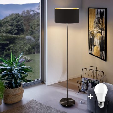 LED stojacia lampa TUNJA 1xE27/20W/230V, priemer 38 cm, čierna