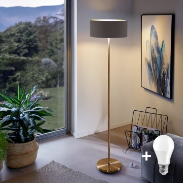 LED stojacia lampa TUNJA 1xE27/20W/230V, priemer 38 cm, zlatá/hnedá