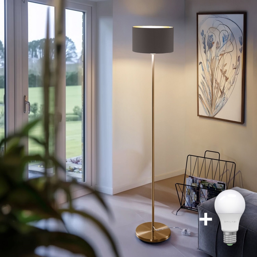 LED stojacia lampa TUNJA 1xE27/20W/230V Ø 30 cm zlatá/taupe