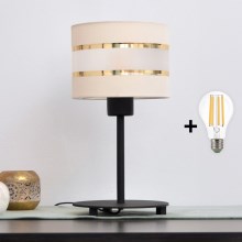 LED Stolná lampa HELEN 1xE27/60W/230V krémová/čierna/zlatá