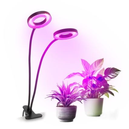 LED Stmievaťelná flexibilná stolová lampa s klipom na pestovanie rastlín VITARO 2xLED/4W/230V čierna