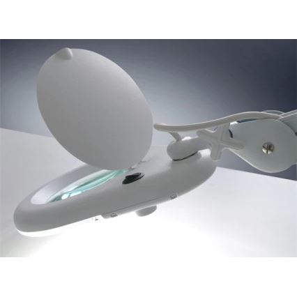 LED Stolná lampa s lupou LED/9W/230V biela/lesklý chróm