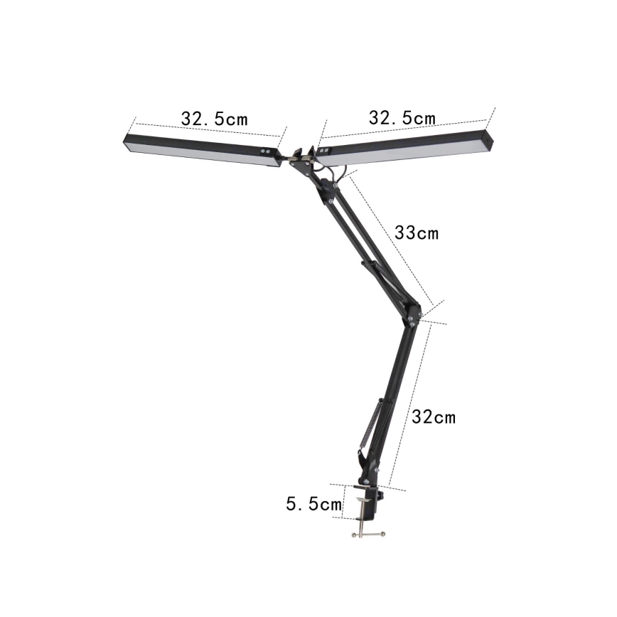 LED stolná lampa so svorkou 2xLED/10W/230V 2800-6800K